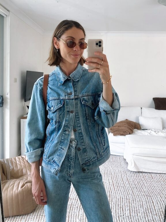 double denim trend wearable outfit idea 2 close up